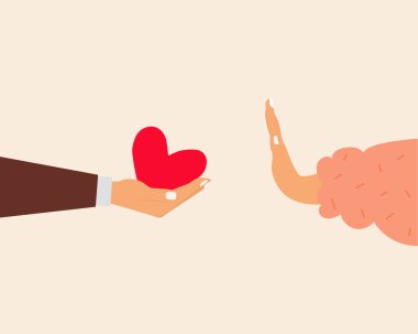 Onunla ilgilenilmesine izin verilmiyor. İnsan eli sevgiyi reddediyor ve yardım elini uzatıyor. İnsanlardan destek almaktan kaçınan ve görmezden gelen bir karakter. Zihinsel sağlık vektörü çizimi