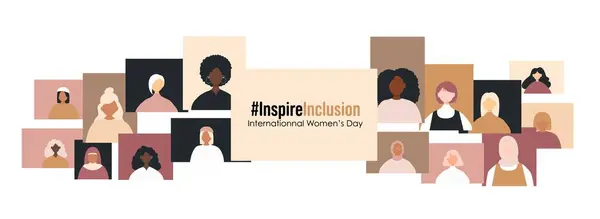 Banner Del Día Internacional Mujer Inspireinclusion — Foto de Stock