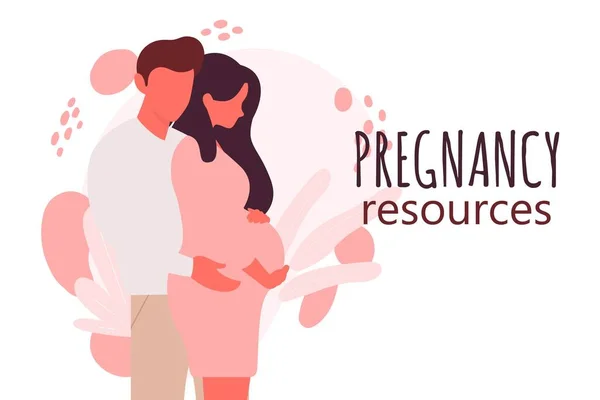 Mujer Embarazada Con Pareja Embarazo Tipo Recursos Joven Hermosa Pareja — Vector de stock