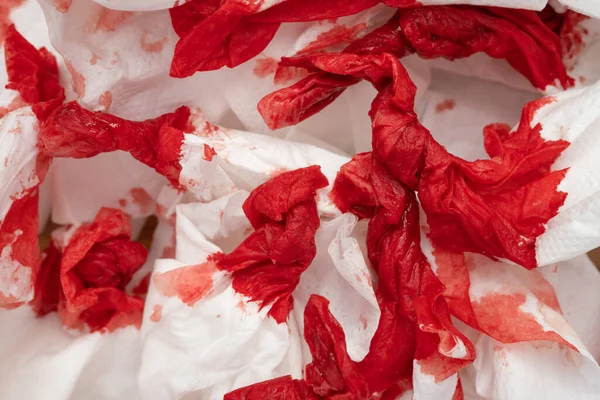 bloody tissue close up horizontal composition