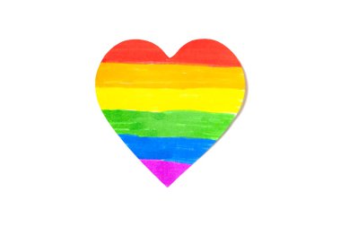 LGBT rainbow colors paper heart on white