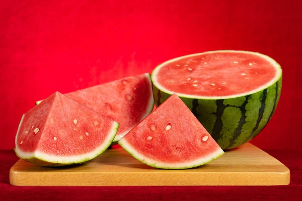 Cut Out Fresh Watermelon Red Horizontal Composition — Stock Photo, Image