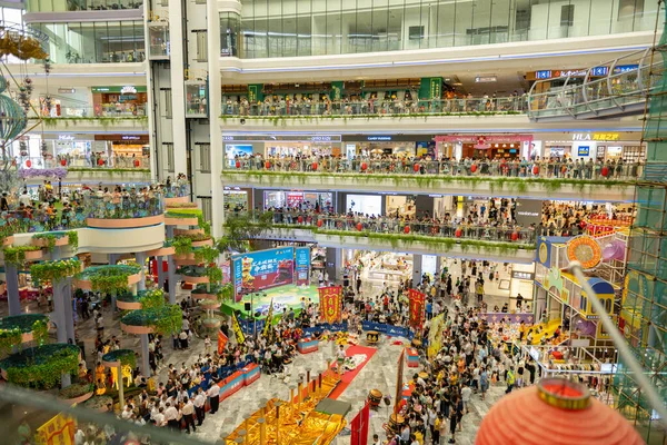 stock image ZHONGSHAN China-June 22,2023:many people gathering in a shopping mall for the Dragon boat festival at horizontal composition.