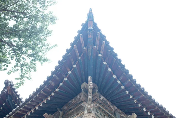 Canto Telhado Templo Chinês Tradicional Composição Horizontal — Fotografia de Stock