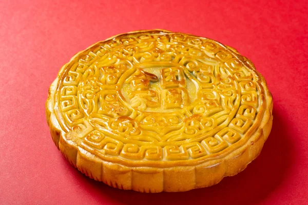 Angle View Big Size Traditional Chinese Mooncake Red Translation Chinese — Stock Photo, Image