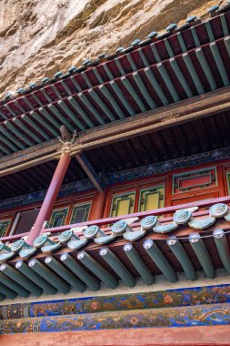 DaTong ShanXi Çin-2 Ağustos 2023: DaTong ShanXi 'deki ünlü Xuankong Tapınağı' nın bir parçası veya Asılı Tapınak 'ın bir parçası..