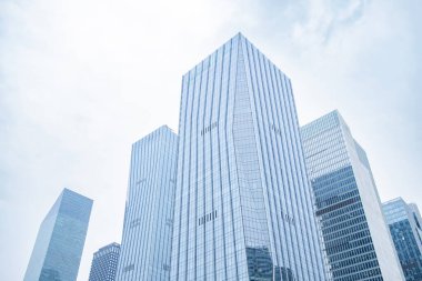 commercial buildings in a cloudy day horizontal composition