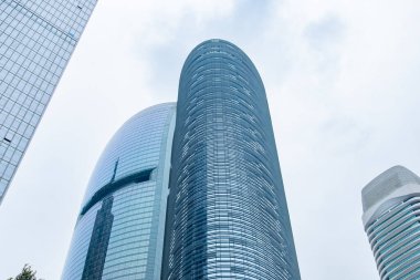 commercial buildings in a cloudy day horizontal composition