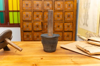 Geleneksel Çin bitkisel ilaç deposu yatay bileşimi