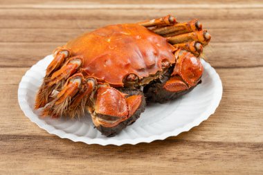 Açısal görünüm yatay bileşiminde taze pişmiş yengeç