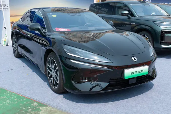 ZHONGSHAN GUANGDONG Çin - 21 Mart 2025: siyah bir TengShi Z9 arabası.