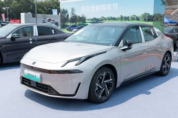 ZHONGSHAN GUANGDONG Çin - 21 Mart 2025: Gri bir Link & Co O7EM-P arabası.
