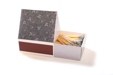 beyaz arkaplanda ev şekilli kibrit kutusu