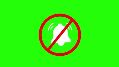 Çan simgesi hareketi yok, canlandırılmış sessiz alarm veya uyarı görselleri ve uyarı hareketi olan çan simgesi yok Yeşil Ekran 4K