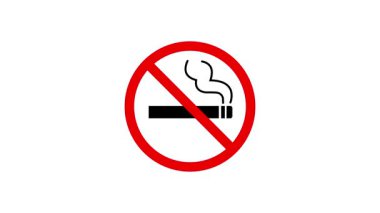 Animasyon sigara içme. Sigara sembolü yok. Kırmızı daireli sigara. 4k