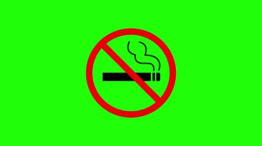 Animasyon sigara içme. Sigara sembolü yok. Kırmızı daireli sigara. 4k