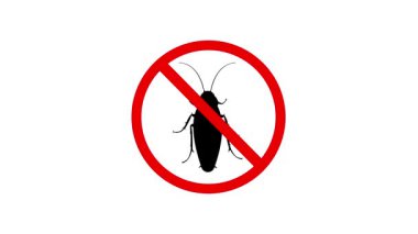 Hamamböceği yasaklı işareti, beyaz arkaplanda bilgisayar animasyonu