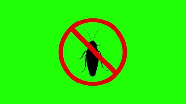 Hamamböceği yasaklı işareti, yeşil arka planda bilgisayar animasyonu