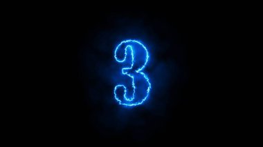 Siyah arkaplanda 3 numaralı neon gök gürültüsü işareti