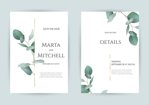 Greenery Wedding Invitation Card Template Floral Trendy Templates Banner Flyer Graphismes Vectoriels