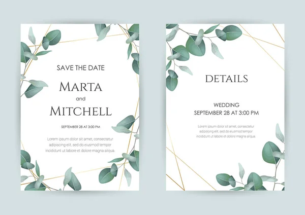 Greenery Wedding Invitation Card Template Floral Trendy Templates Banner Flyer Vecteur En Vente