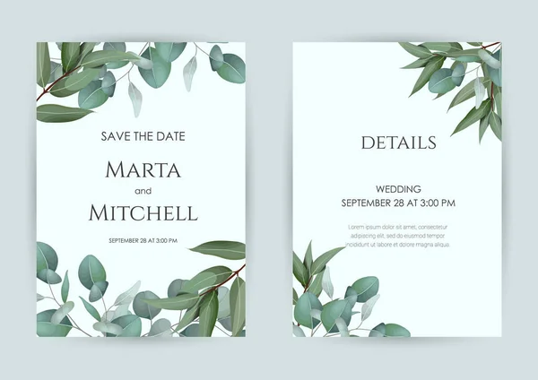 Greenery Wedding Invitation Card Template Floral Trendy Templates Banner Flyer Illustration De Stock