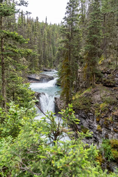 Air Terjun Johnston Canyon Taman Nasional Banff Selama Musim Panas — Stok Foto