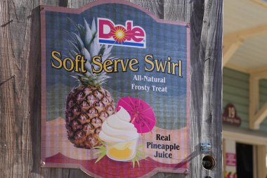St. Augustine, Florida - December 28, 2022: Sign advertising for Dole Whip pineapple soft serve ice cream