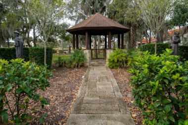 St. Augustine, Florida - December 31, 2022: Pretty gazebo at the Mission Nombre De Dios
