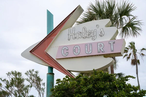 Vilano Beach Floryda Grudnia 2022 Retro Neon Dla Motelu Haleys — Zdjęcie stockowe