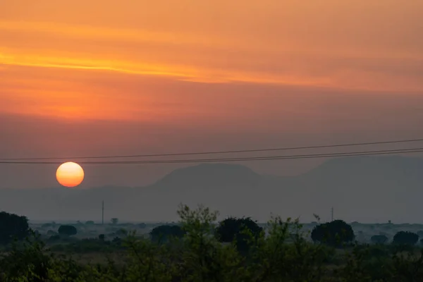 stock image Sunrise in Queen Elizabeth National Park, very colorful sky