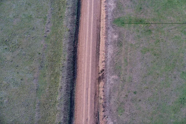 Luchtfoto Van Een Onverharde Onverharde Onverharde Weg Het Masaai Mara — Stockfoto