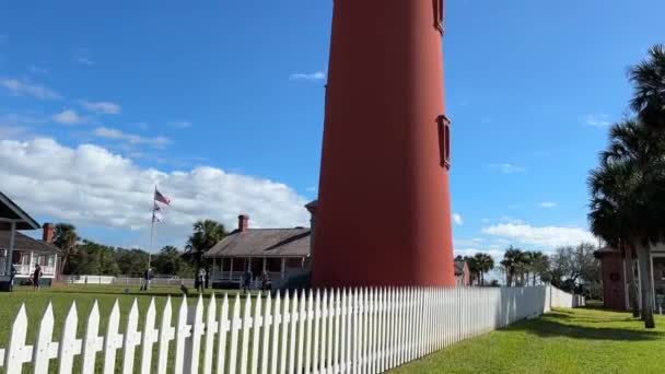 Panning Upp Bild Ponce Inlet Fyr Florida — Stockvideo