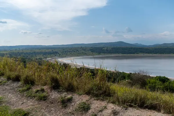 stock image Lake Nyamunuka in Uganda, a crater lake near Queen Elizabeth National Park