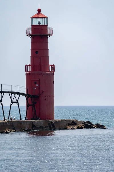 Algoma Pierhead Lighthouse Lake Michigan Wisconsin — стокове фото
