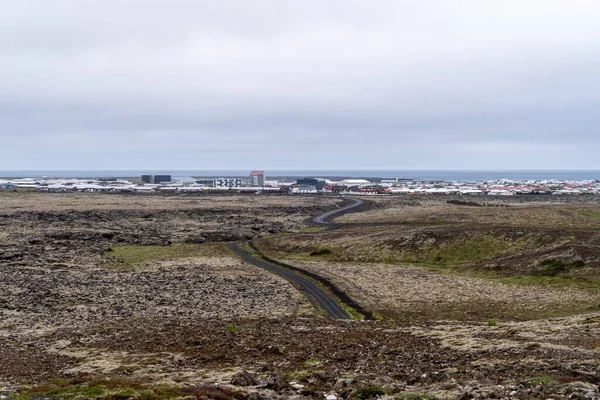 Silnice Přes Lávová Pole Grindavíku Island Poloostrově Reykjanes — Stock fotografie