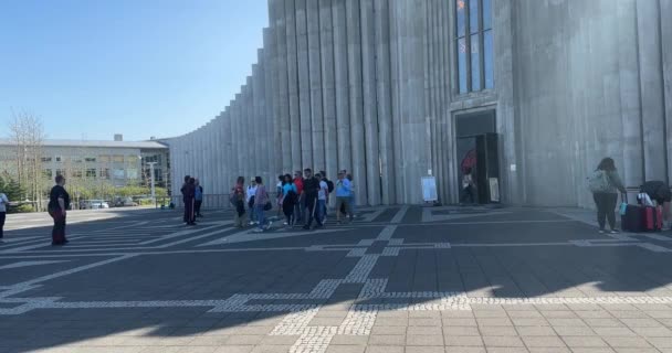 Reykjavík Island Července 2023 Kostel Hallgrmskirkja Luteránský Kostel Proslulý Svou — Stock video