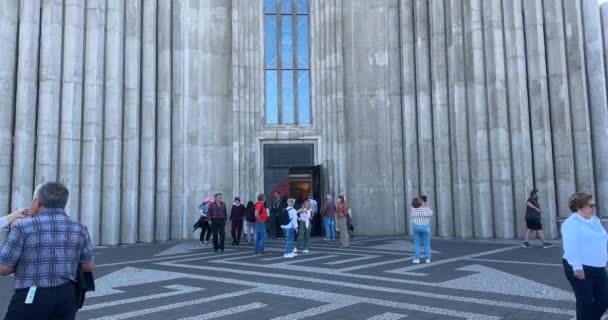 Reykjavík Island Července 2023 Kostel Hallgrmskirkja Luteránský Kostel Proslulý Svou — Stock video