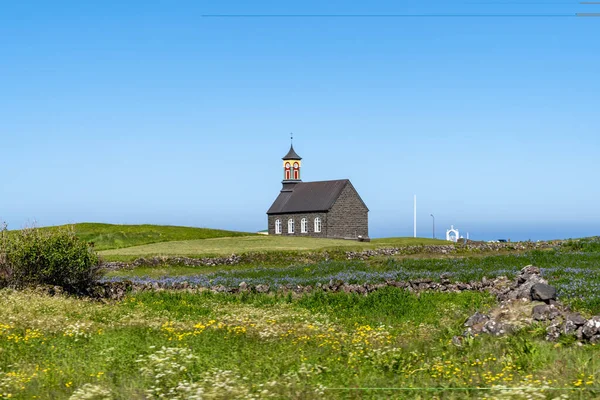 Igreja Cristã Hvalsneskirkja Islândia Península Reykjanes — Fotografia de Stock