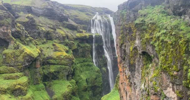Wodospad Glymur Islandii Drugi Wysokości Wodospad Islandii — Wideo stockowe