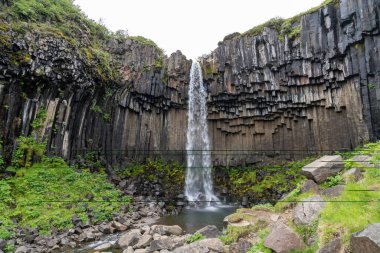 Svartifoss Şelalesi Skaftafell Ulusal Parkı 'nda ünlü siyah bazalt sütunlarıyla, İzlanda