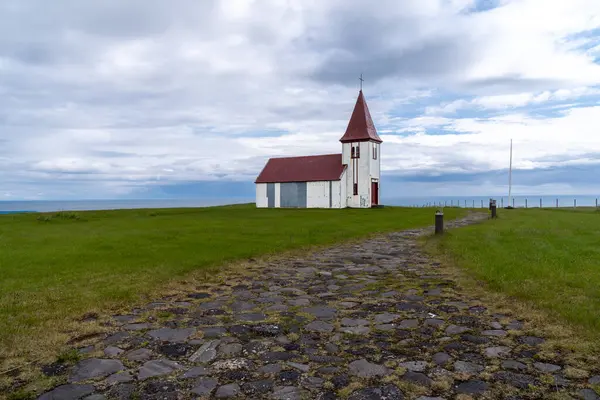 Kościół Wsi Hellnar Stara Wioska Rybacka Półwyspie Snaefellsnes Islandii — Zdjęcie stockowe