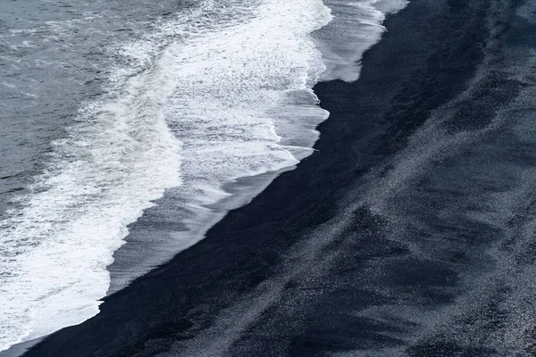 Αεροφωτογραφία Της Παραλίας Της Μαύρης Άμμου Κοντά Στο Vik Όπως — Φωτογραφία Αρχείου