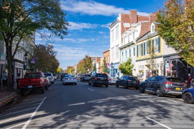 Fredericksburg, Virginia - 4 Kasım 2023 Fredericksburg Virginia şehir merkezindeki eski şehir manzarası