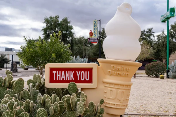 Casa Grande Arizona Desember 2023 Dairy Queen Ice Cream Sign Stok Foto Bebas Royalti