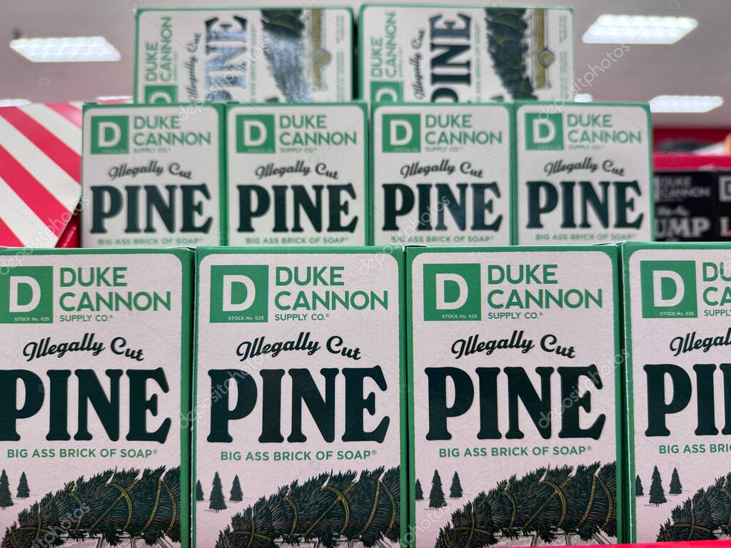 Mesa, Arizona - December 23, 2023: Duke Cannon Supply Co Illegally Cut Pine Scented men's bar soap for sale
