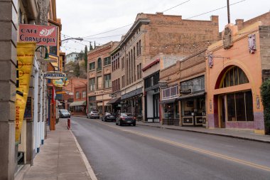 Bisbee, Arizona - December 20, 2023: Downtown Bisbee located in the Mule Mountains,  is a former mining town is a popular tourist destination