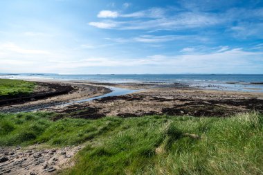 Güneşli bir günde İzlanda 'nın batısındaki sahil.