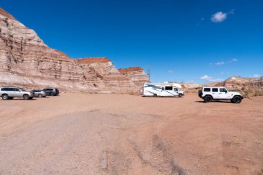 Big Water, Utah - March 8, 2024: Parking lot at the Grand Staircase-Escalante Toadstools Trailhead, Bureau of Land Management clipart