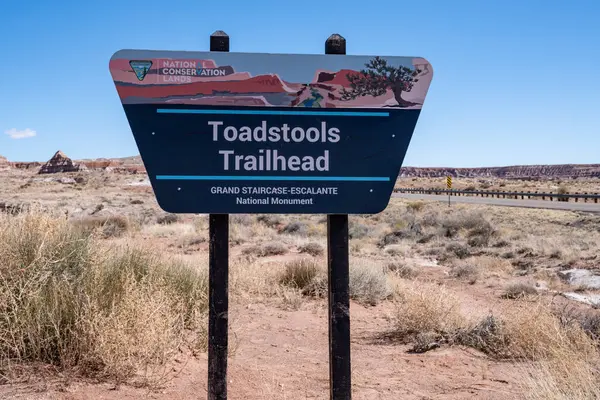 Stock image Big Water, Utah - March 8, 2024: Welcome to Grand Staircase-Escalante Toadstools Trailhead, Bureau of Land Management